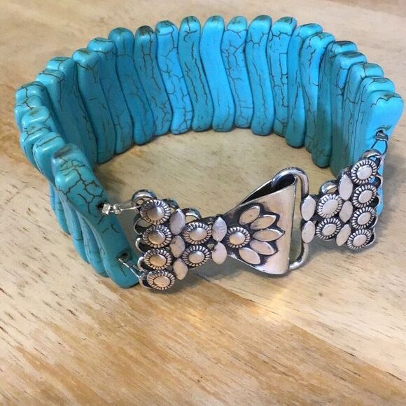 Bracelet, Turquoise & Sterling Silver Bracelet, NEW, 8.5", Handmade, Artisan - Picture 1 of 8